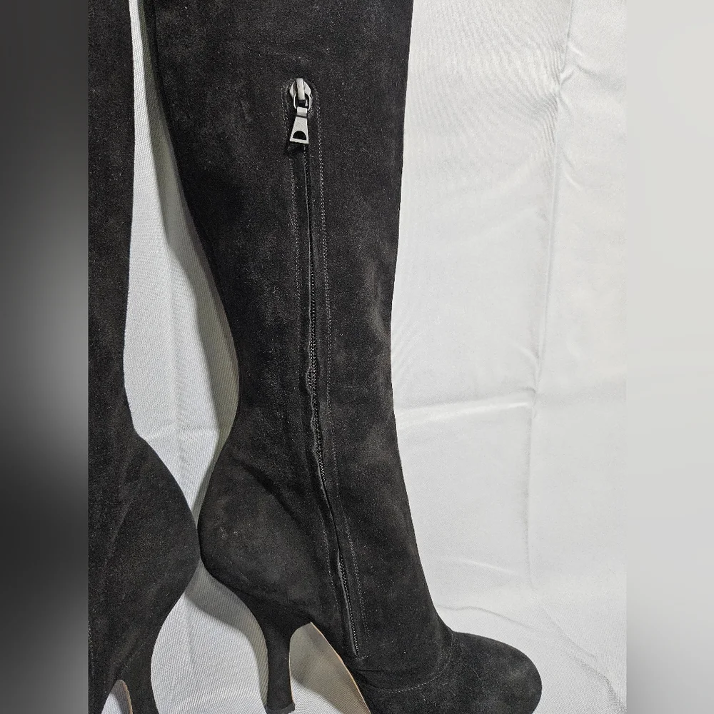 Dolce & Gabbana Designer Black Suede Sexy Zip Up Knee High Boots Size 39/8.5 - Picture 5 of 14